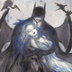 Batman is holding a sleeping woman.